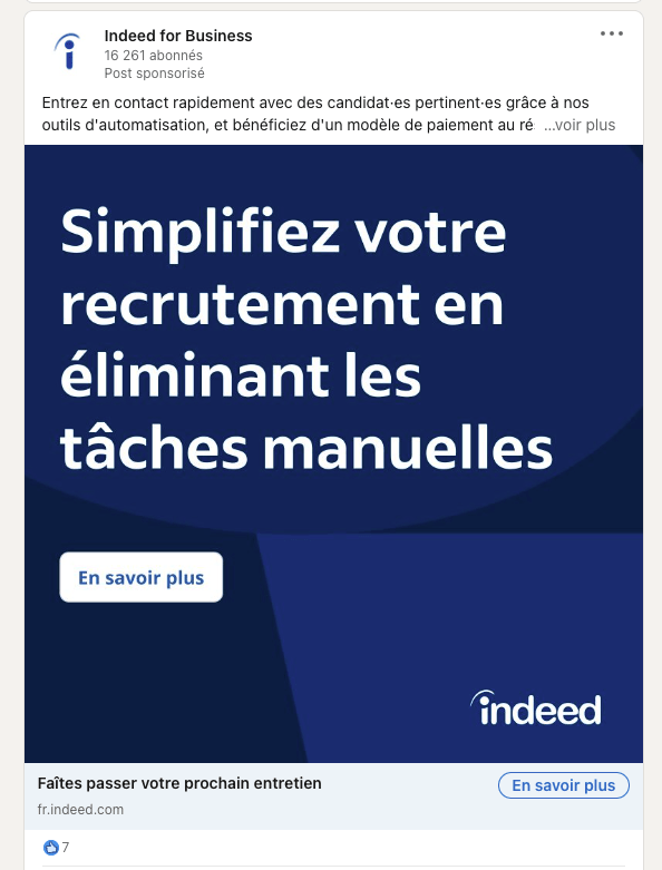 Sponsored Content sur Linkedin